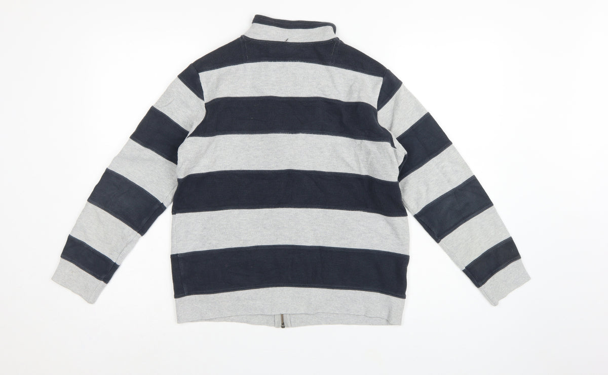 Jasper Conran Boys Blue Grey Striped Full Zip Jumper Age 14 Years