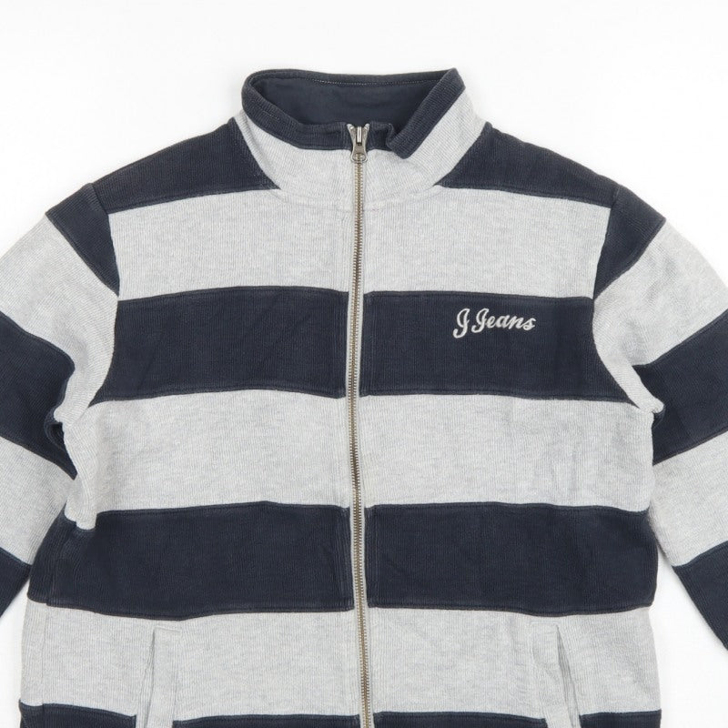 Jasper Conran Boys Blue Grey Striped Full Zip Jumper Age 14 Years