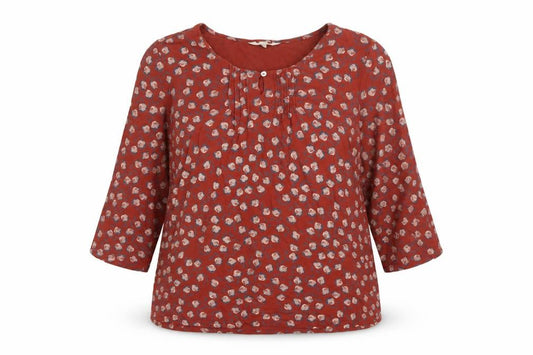 Seasalt Cornwall Women Red Floral 3/4 Sleeve Blouse UK 16