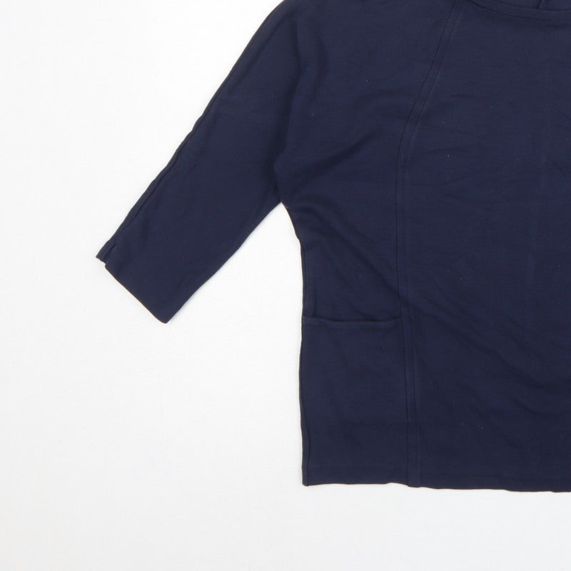 Jaeger Women’s Blue M Basic Jersey Tunic Top 3/4 Dolman Sleeve Pockets