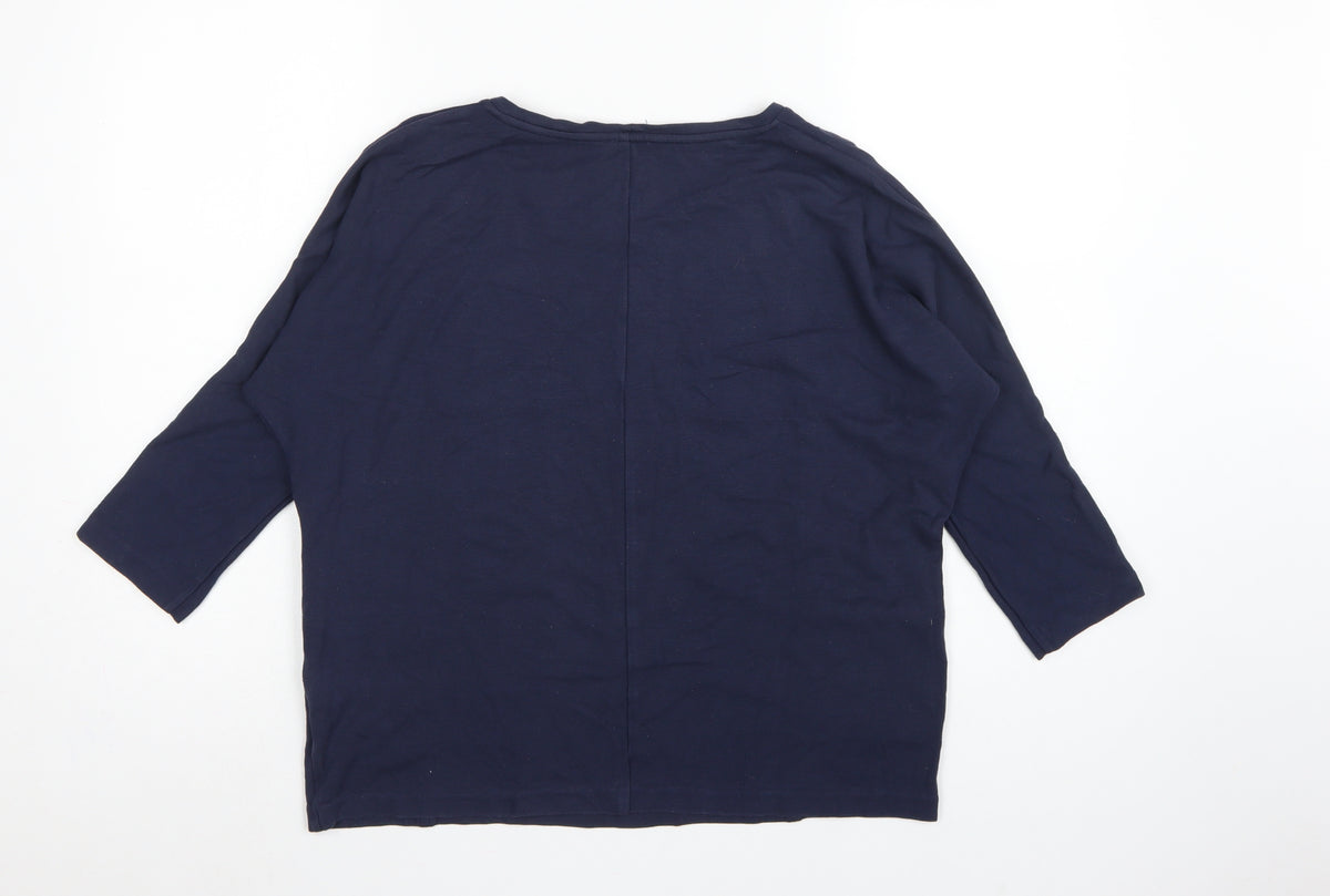 Jaeger Women’s Blue M Basic Jersey Tunic Top 3/4 Dolman Sleeve Pockets