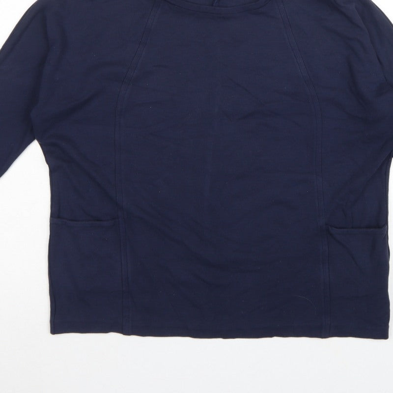 Jaeger Women’s Blue M Basic Jersey Tunic Top 3/4 Dolman Sleeve Pockets