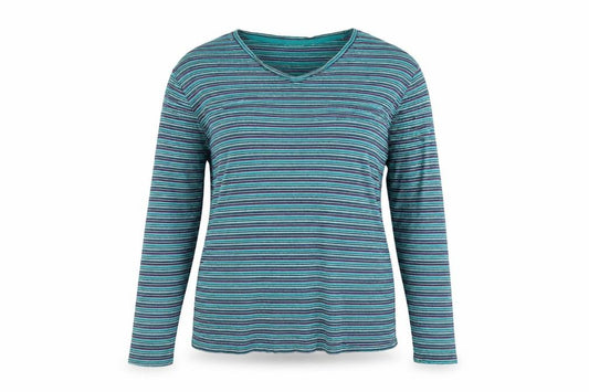 EWM Women’s Multicoloured Size 14 Striped Cotton Jersey Long Sleeve Top