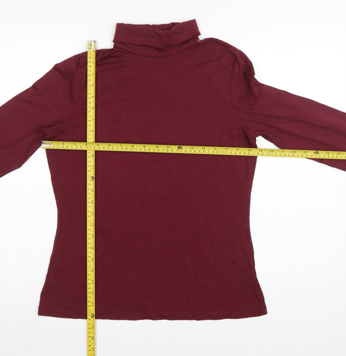 Lands' End Women's Red M Basic Roll Neck Long Sleeve Stretch Top