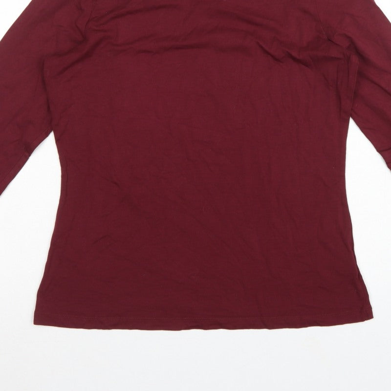 Lands' End Women's Red M Basic Roll Neck Long Sleeve Stretch Top