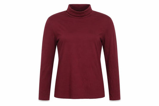 Lands' End Women's Red M Basic Roll Neck Long Sleeve Stretch Top