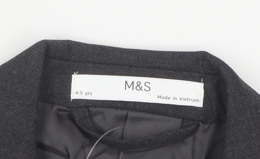 Marks & Spencer Boys Black 4-5 Years Two Button Formal Suit Jacket