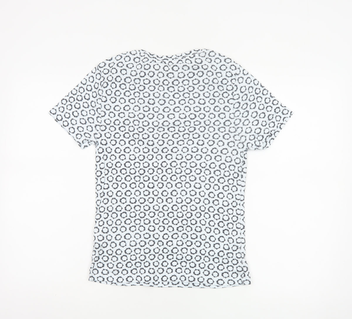 Marks and Spencer Women White Black UK 12 Basic Geometric Cotton T-Shirt