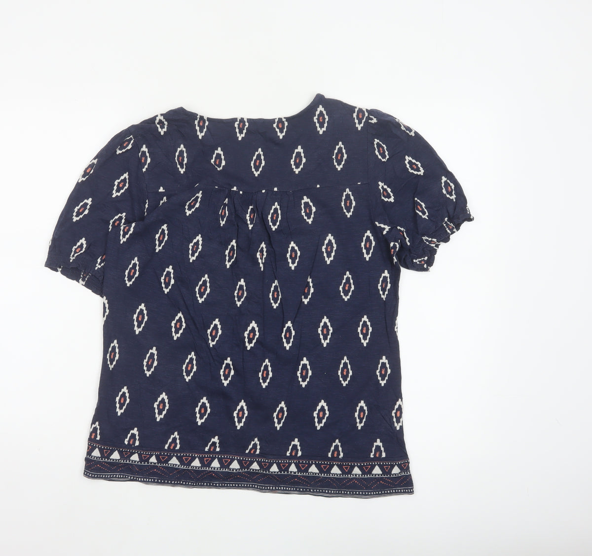 Fat Face Women’s Blue Aztec Geometric Button Blouse Size 8