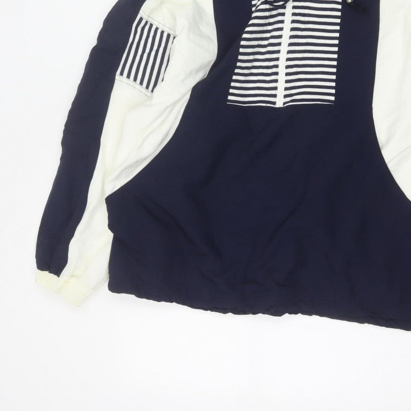 St Michael Women’s Navy Blue Stripe Hooded Half Zip Jacket UK 16