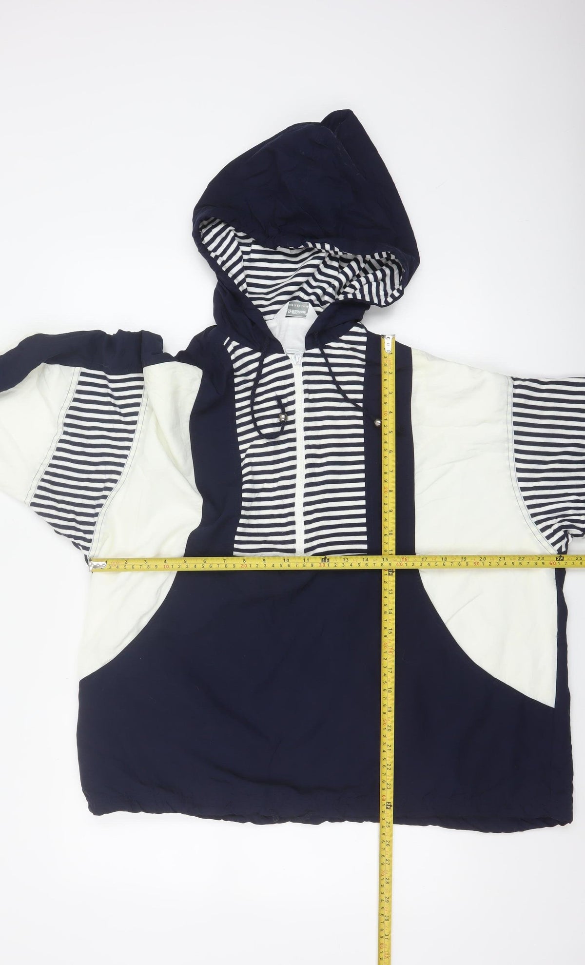 St Michael Women’s Navy Blue Stripe Hooded Half Zip Jacket UK 16