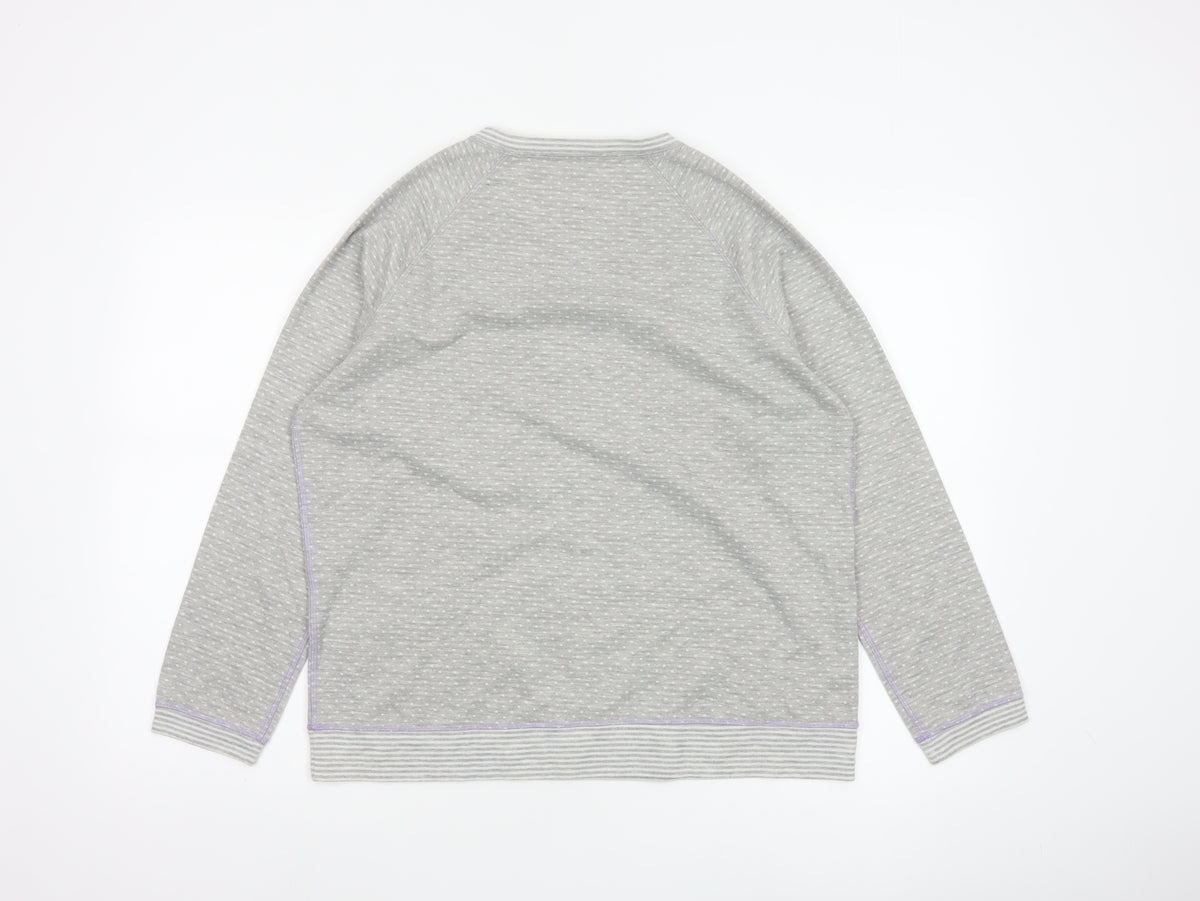 White Stuff Women Grey Stripe Jersey Pocket Top UK 16 Long Sleeve
