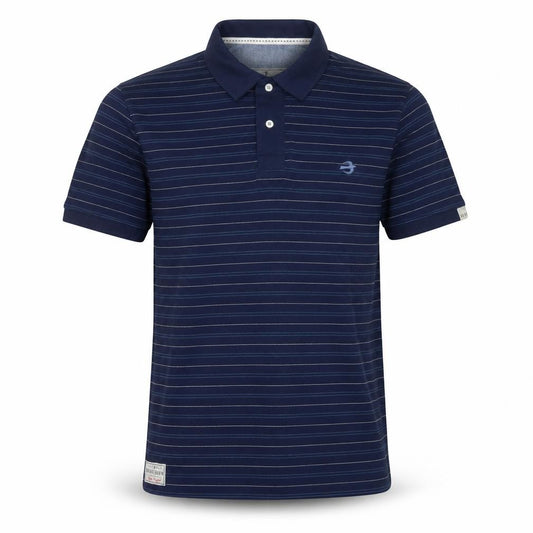 Brakeburn Men’s Blue Striped Cotton Polo Shirt Size L Short Sleeve