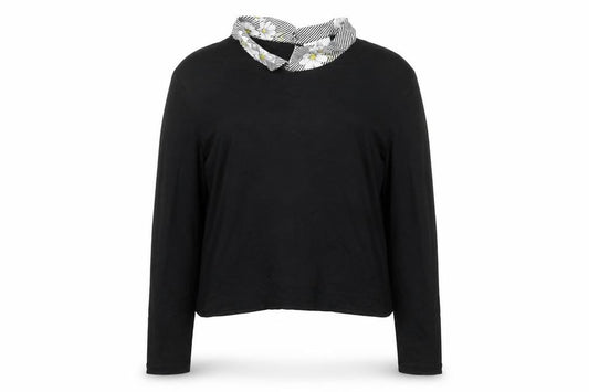 Wallis Petite Women’s Black UK 16 Cropped Floral Trim Blouse