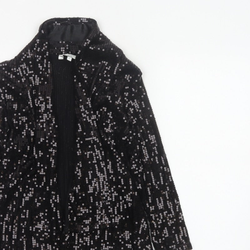 Look Women’s Black Size 12 Sequin Geometric Open Long Jacket