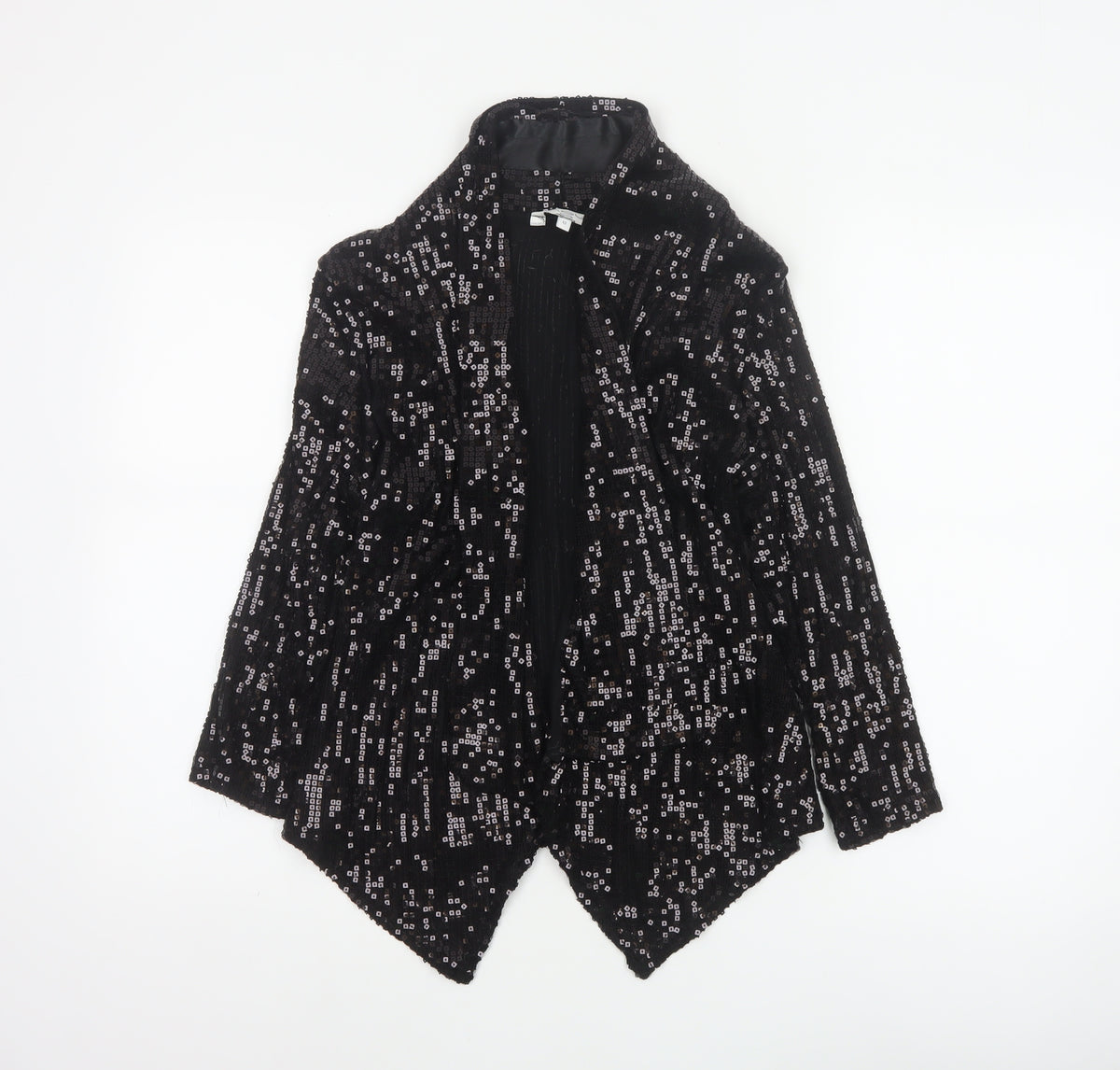 Look Women’s Black Size 12 Sequin Geometric Open Long Jacket