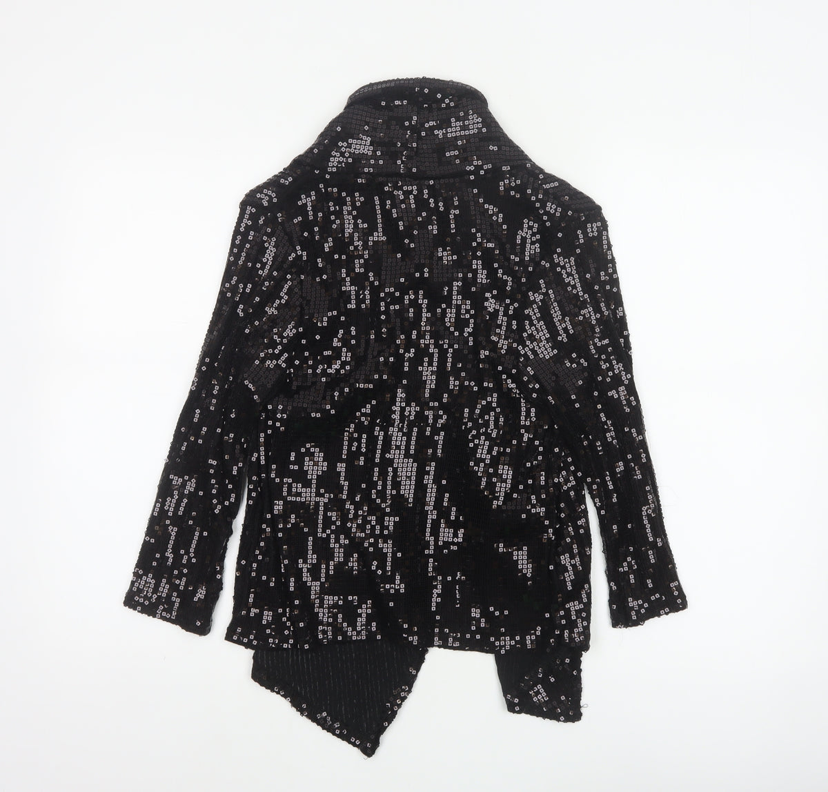 Look Women’s Black Size 12 Sequin Geometric Open Long Jacket