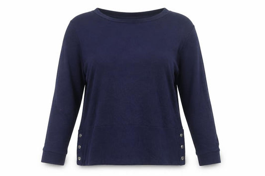 Bonmarché Women’s Blue Size 14 Basic High Neck Long Sleeve Button Blouse
