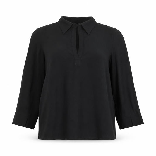 New Look Women Black UK 14 Cowl Neck 3/4 Sleeve Viscose Blouse