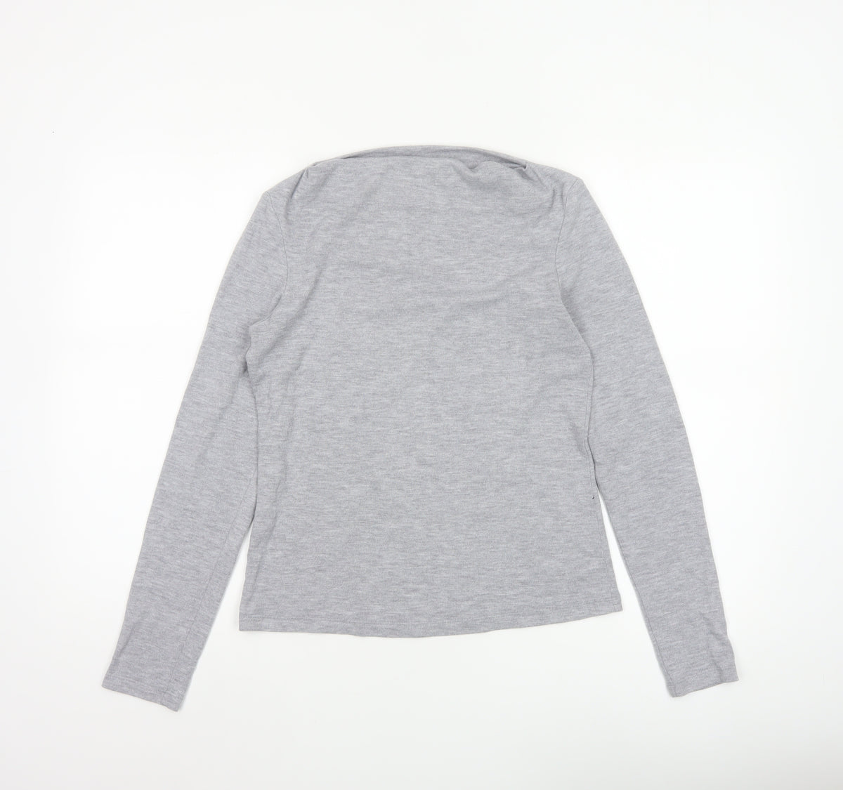 Mango Women Grey Size S Basic Boat Neck Stretch Long Sleeve T-Shirt