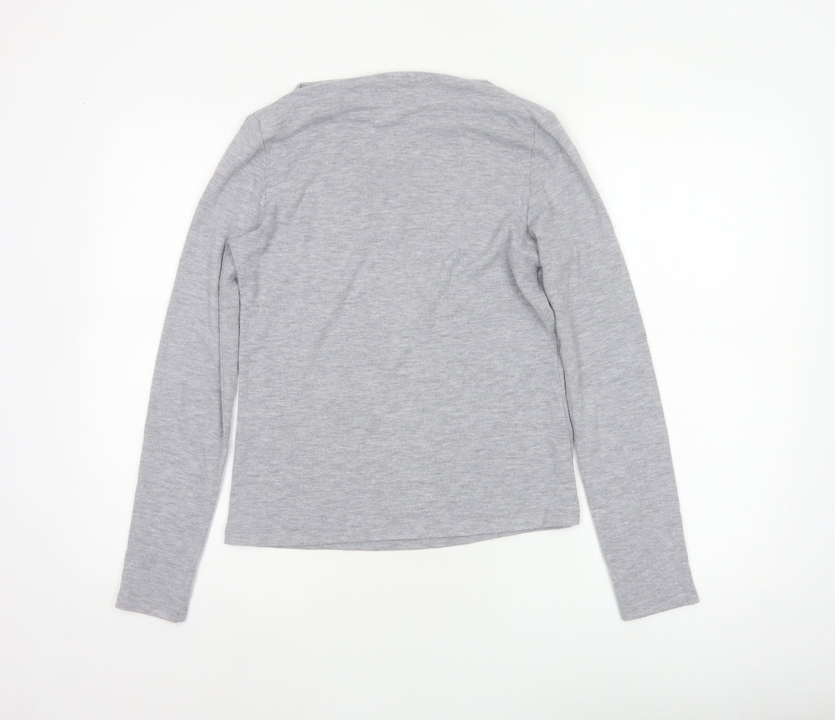 Mango Women Grey Size S Basic Boat Neck Stretch Long Sleeve T-Shirt