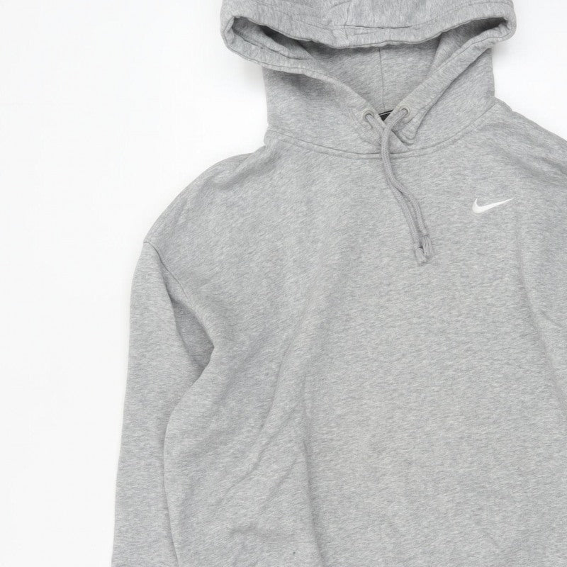 Nike Men's Grey M Pullover Hoodie Logo Cotton Blend Sports