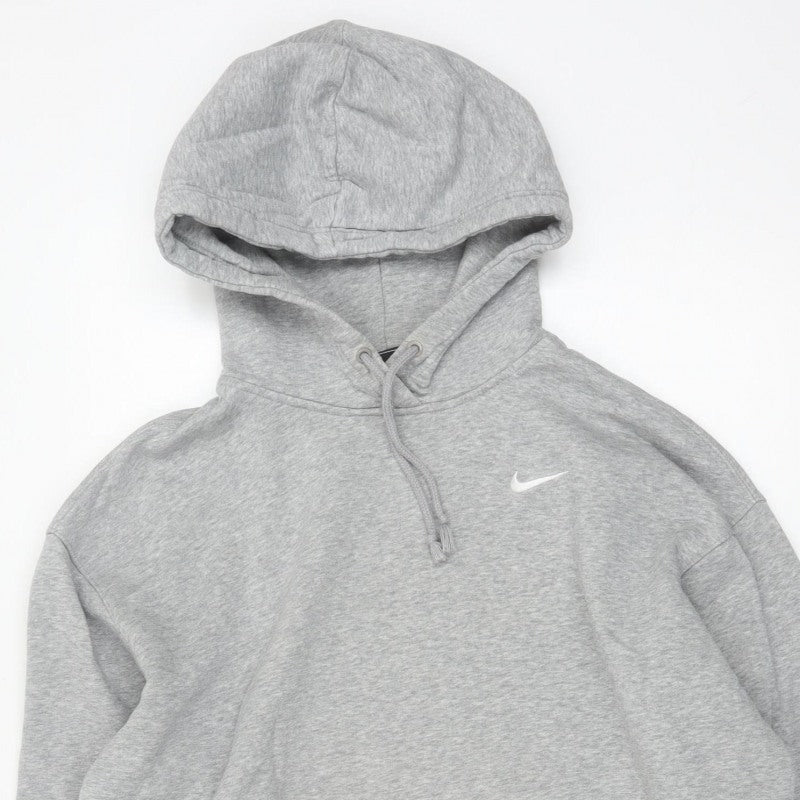 Nike Men's Grey M Pullover Hoodie Logo Cotton Blend Sports