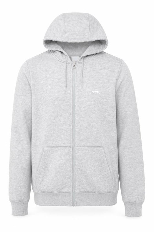 Slazenger Men's Grey XL Full Zip Hooded Fleece Logo Hoodie
