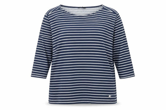 Emreco Women’s Blue White Striped Jersey Scoop Neck Top Size 16