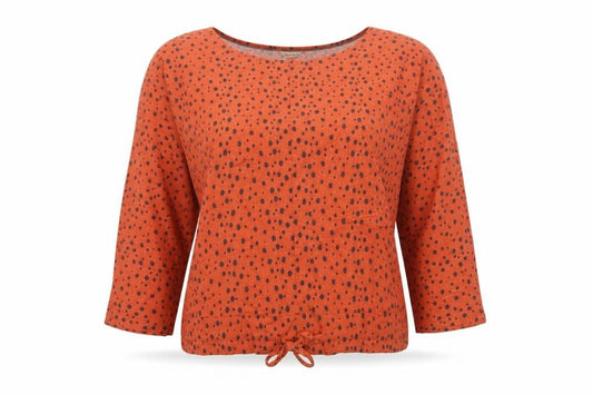 White Stuff Women Orange Spot Linen Blend Bow Hem Blouse UK 10