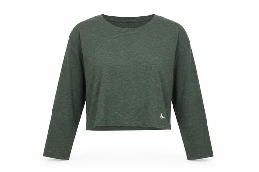 Jack Wills Women Green UK 10 Cropped Long Sleeve Jersey T-Shirt