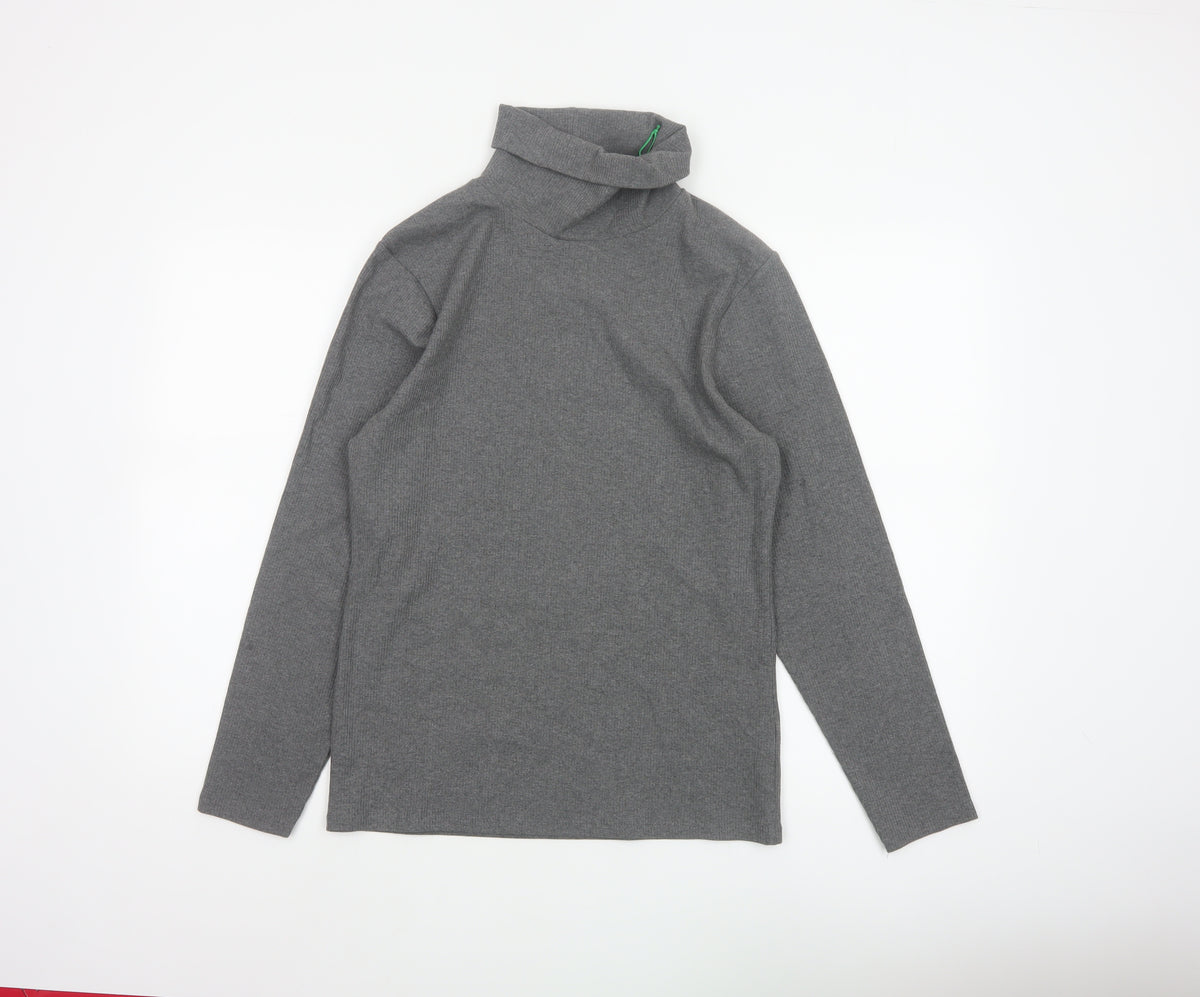John Lewis Women Grey Size 16 Basic Roll Neck Knit Long Sleeve Top