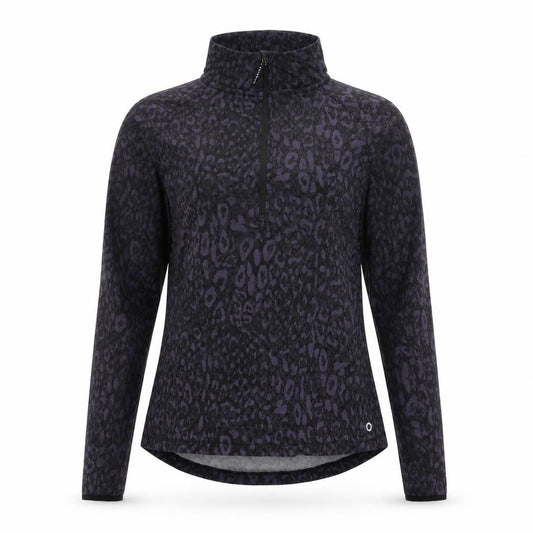 M&S Women’s Black Animal Print UK 12 Athletic 1/4 Zip Top