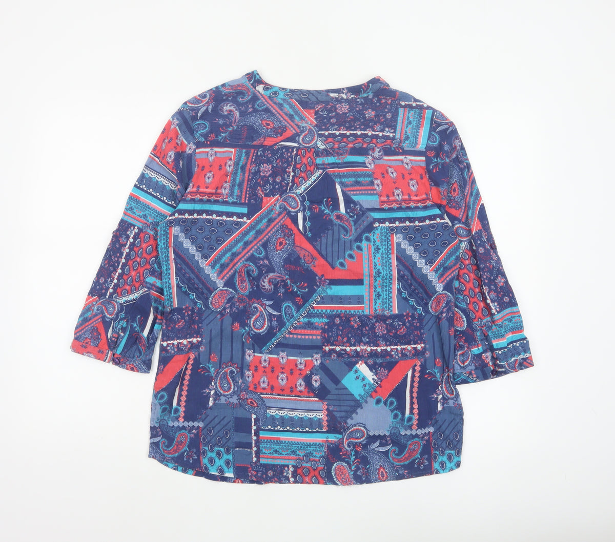 Isle Collection Women's Multicoloured Paisley Basic Blouse UK 16 Long Sleeve