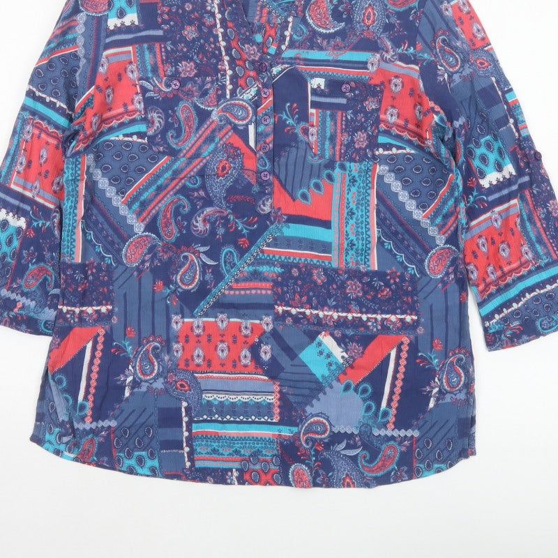 Isle Collection Women's Multicoloured Paisley Basic Blouse UK 16 Long Sleeve