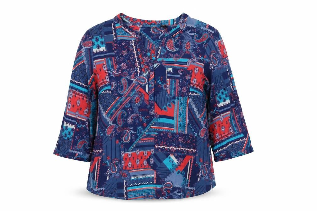 Isle Collection Women's Multicoloured Paisley Basic Blouse UK 16 Long Sleeve