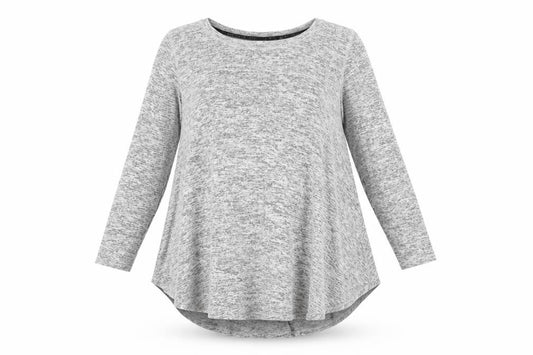 AnyBody Women Grey Marl XS Relaxed Long Sleeve Jersey Tunic Top