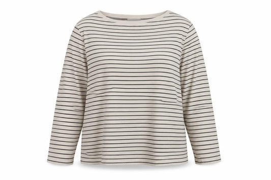 White Label The White Company Women Ivory Stripe Jersey Top Size 16