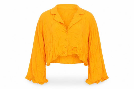 River Island Women Orange UK 14 Ruffle Bell Sleeve Floral Blouse