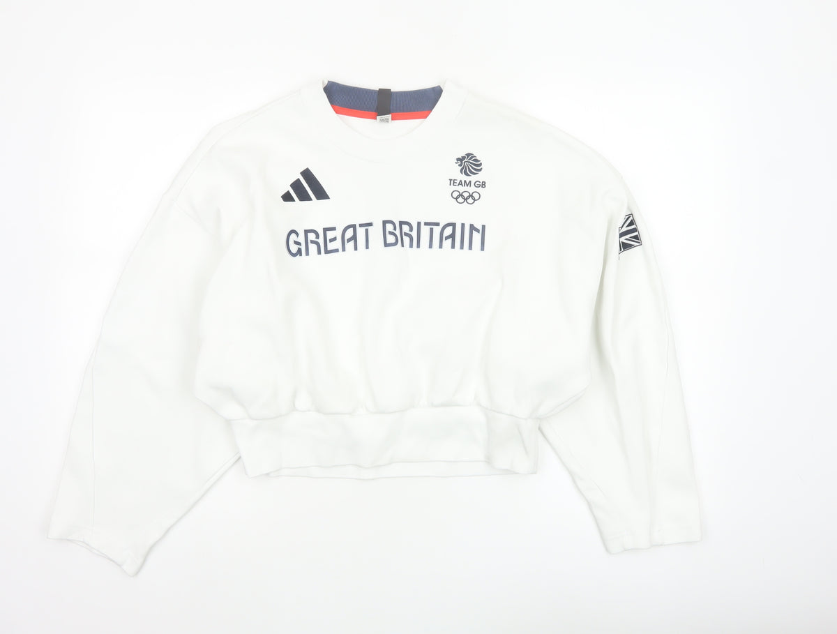 Adidas Team GB Women’s White S Pullover Olympic Logo Sweatshirt