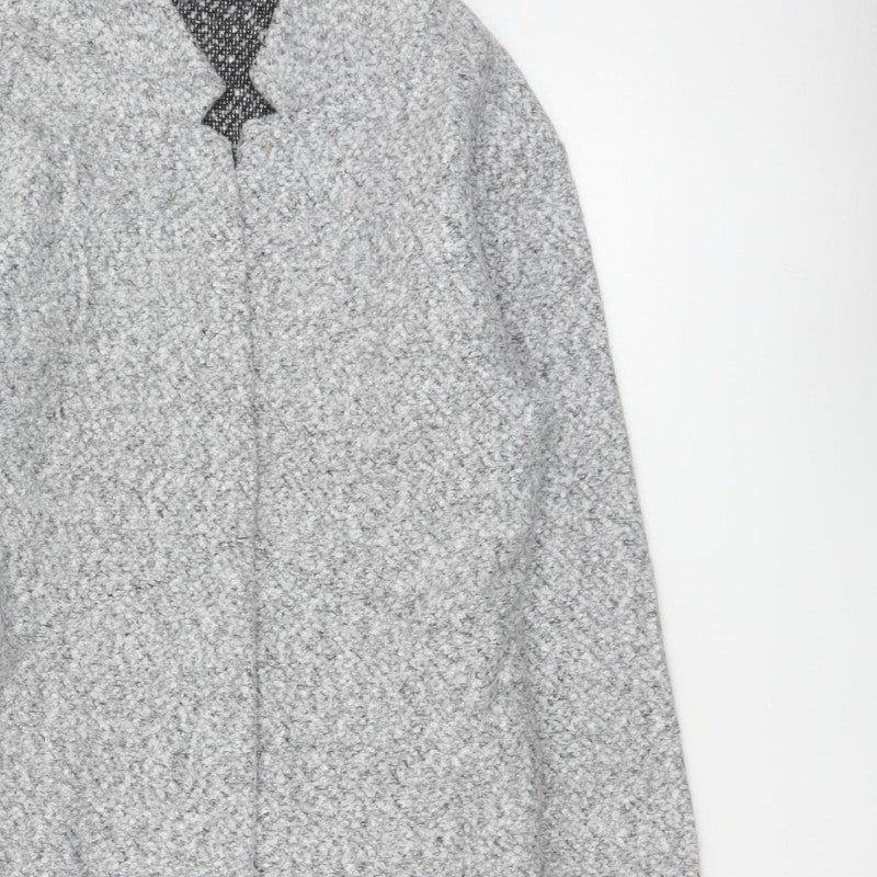 Marks & Spencer Women Grey UK 10 Long Open Bouclé Coatigan Pockets