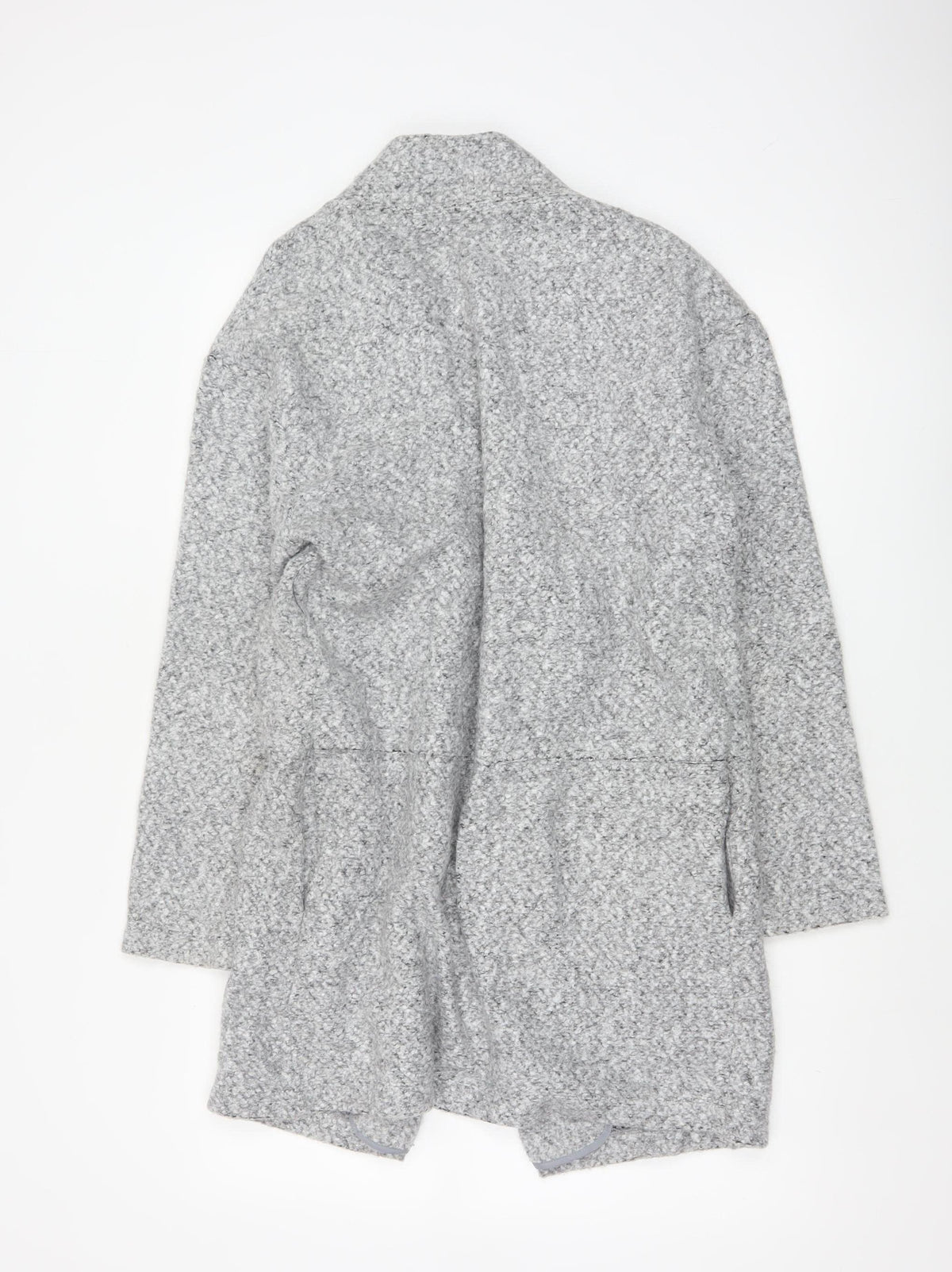 Marks & Spencer Women Grey UK 10 Long Open Bouclé Coatigan Pockets