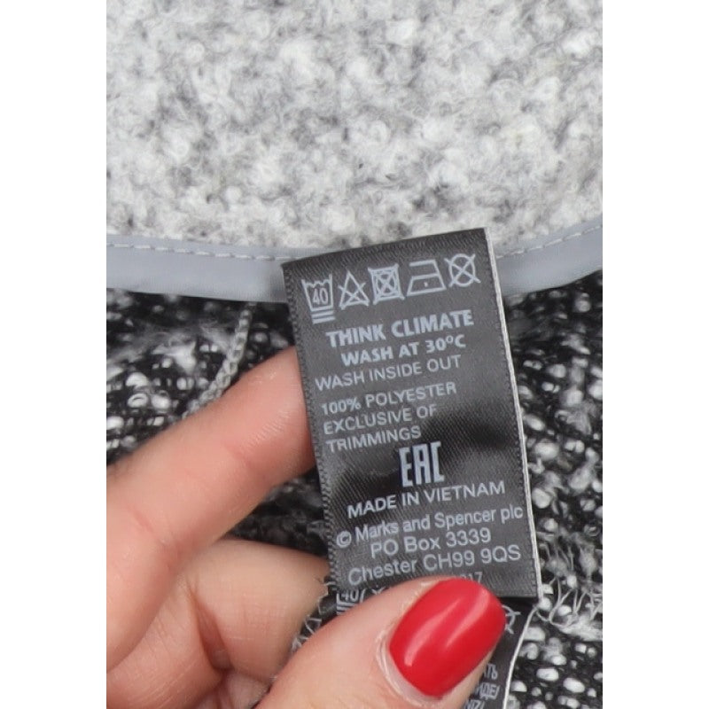 Marks & Spencer Women Grey UK 10 Long Open Bouclé Coatigan Pockets