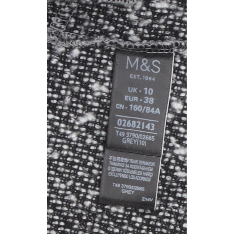 Marks & Spencer Women Grey UK 10 Long Open Bouclé Coatigan Pockets