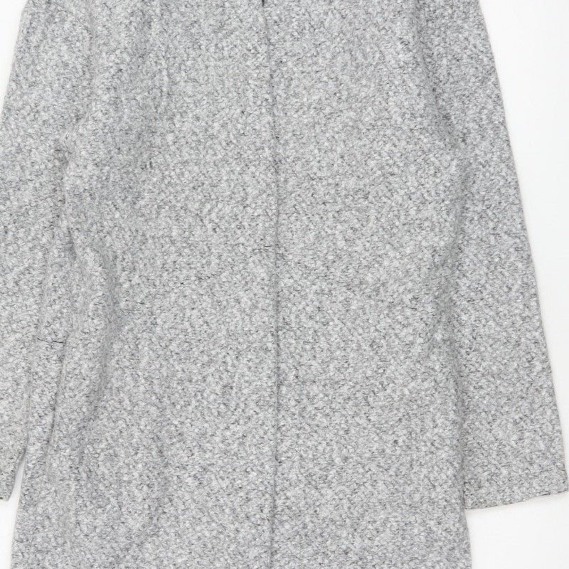 Marks & Spencer Women Grey UK 10 Long Open Bouclé Coatigan Pockets