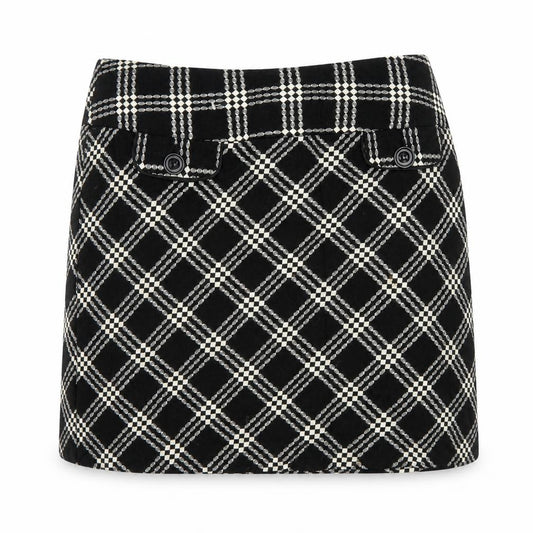 Marks & Spencer Women Black White Check A-Line Mini Skirt UK 12