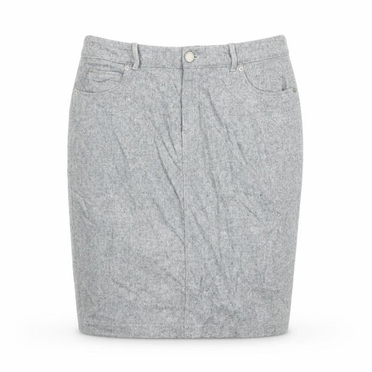 Mint Velvet Women Grey UK 14 Herringbone Pencil Knee Skirt