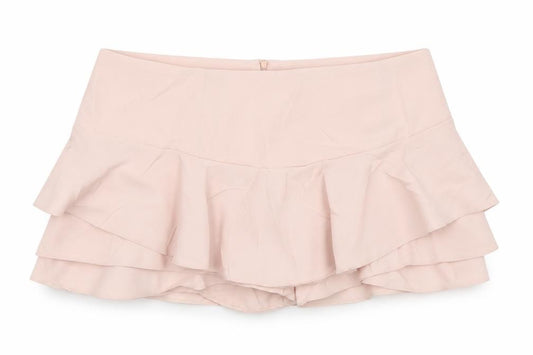Zara Woman Pink UK 12 Layered Ruffle Skater Mini Skirt