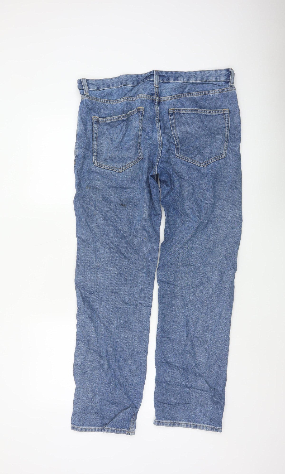 Marks and Spencer Men Blue 34/31 Regular Straight Fit Denim Jeans