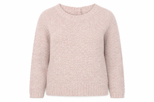 M&Co. Women Pink M Chunky Knit V-Neck Button Henley Jumper